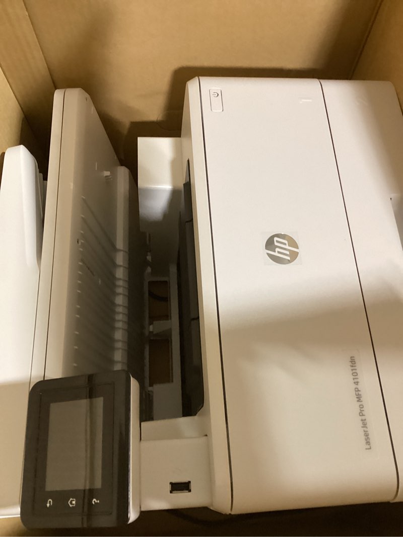 Condition photo showing Good Condition for hp laserjet pro mfp 4101fdn black & white printer, print, scan, copy, fax, fast speeds, easy setup, mobile printing, advanced security, best-for-small teams, ethernet/usb only (2z618f)