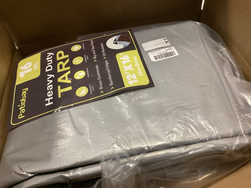 Condition photo showing Good Condition for Tarp 12x16FT, 16 Mil Large Tarp, Tarps Heavy Duty Waterproof with Grommets Every 23.6", 420D Thick Plastic Tarp, UV Resistant Tear&Fade Resistant, Reinforced Edges for Outdoor Pool Camp Tent 16mil 12x16
