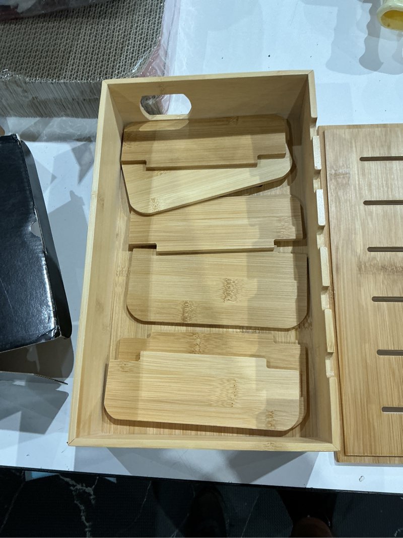 Condition photo showing Good Condition for spaceaid bamboo charging station for multiple devices, cell phone docking stations for multi laptop, tablets and ipads, nightstand bedside desk device charger organizer (natural) medium natural