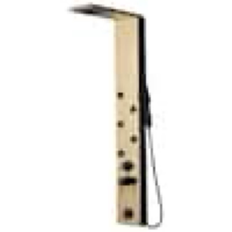 Jet Rainfall Shower Panel System with Rainfall Waterfall Shower Head and Shower Wand in Black Gold