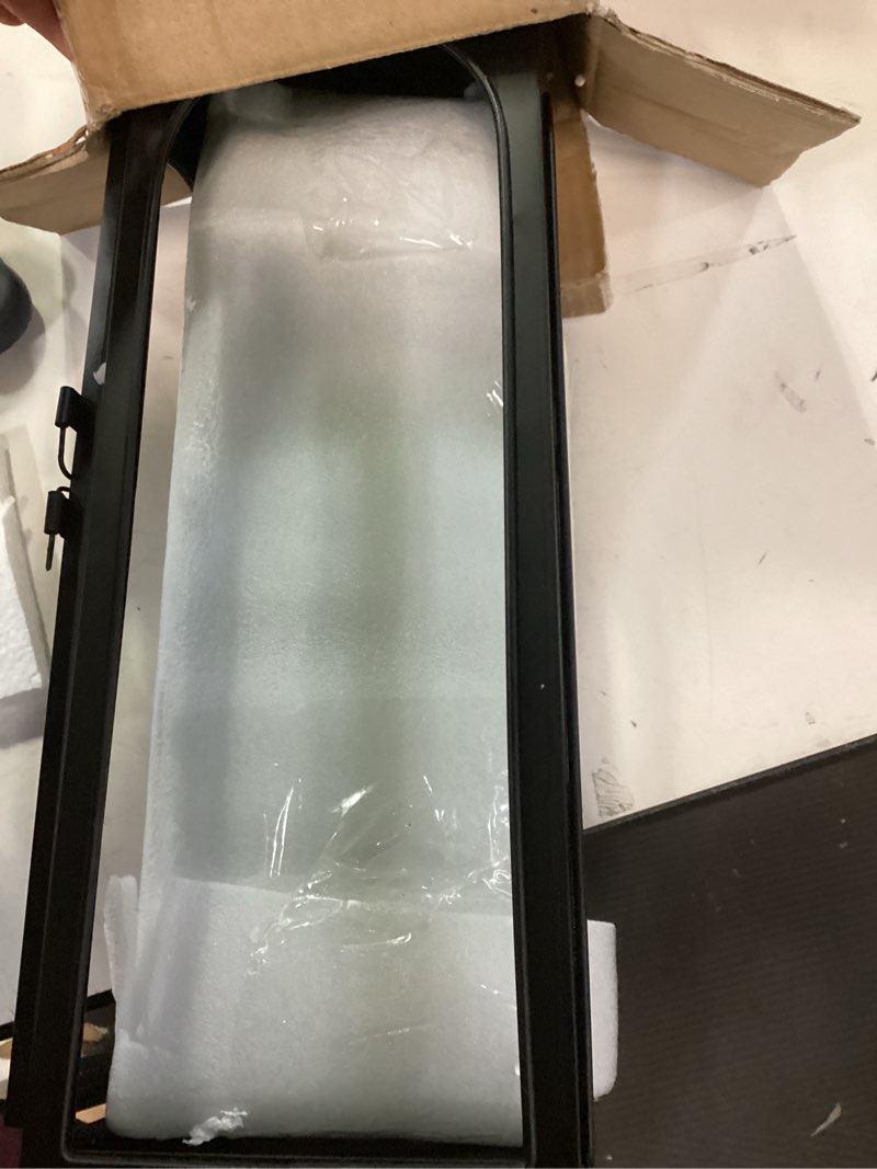 Condition photo showing As Is for Nuogo 1 Pack 20 Inch Large Black Metal Decorative Lanterns Luxury Hurricane Modern Candle Lanterns with Clear Glass Panels for Porch Outdoor Garden Wall Hanging Patio Wedding Party Table Decoration 20 Inch 1