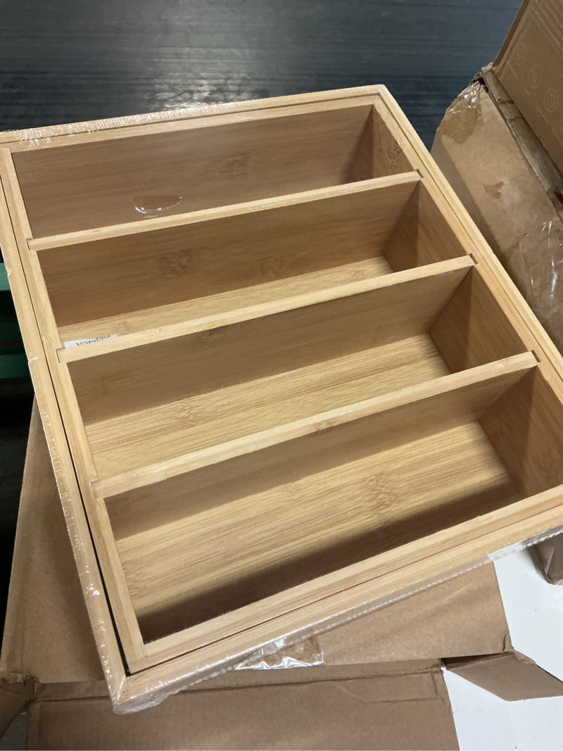 Condition photo showing New/Like New for besilord silverware organizer kitchen drawer organizer utensil organizer bamboo silverware holder cutlery organizer in drawer flatware organizer tray(5 slots, natural 5 slots natural