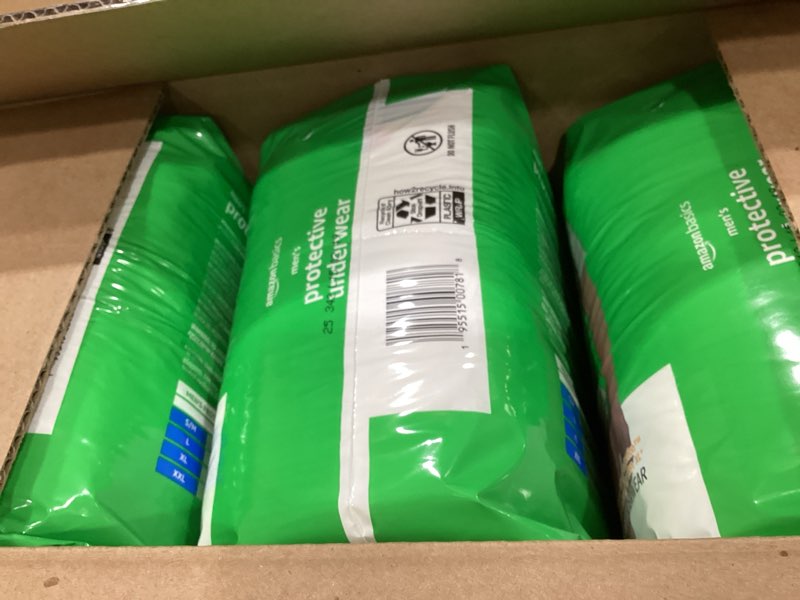Condition photo showing Good Condition for amazon basics maximum absorbency incontinence underwear for men with leak protection and odor control, x-large, 16 count x-large 16.0