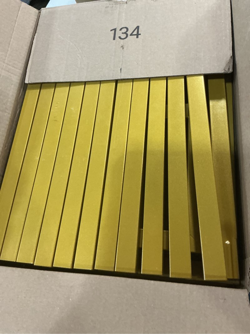 Condition photo showing Good Condition for wokceer 10x10 ft backdrop stand heavy duty pipe and drape kit, adjustable gold backdrop stand for wedding birthday party photography photo booth background christmas decoration 10 ft x 10 ft gold-10ft-e