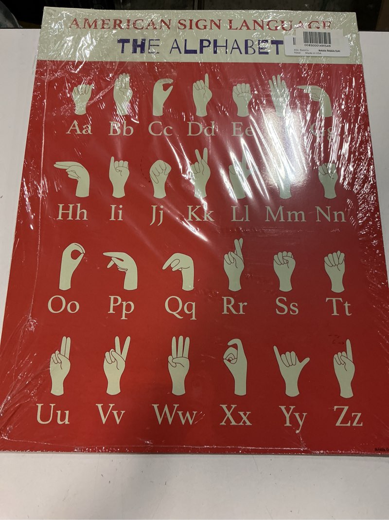Condition photo showing New/Like New for hubble bubble kids 4 pack american sign language posters – 13x17inch