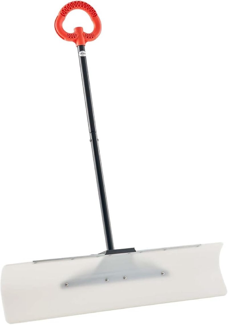 vevor snow pusher, 36 inch wide push snow shovel plow for driveway, sidewalks and doorways with segmented handle, ergonomic grip and hdpe plastic blade