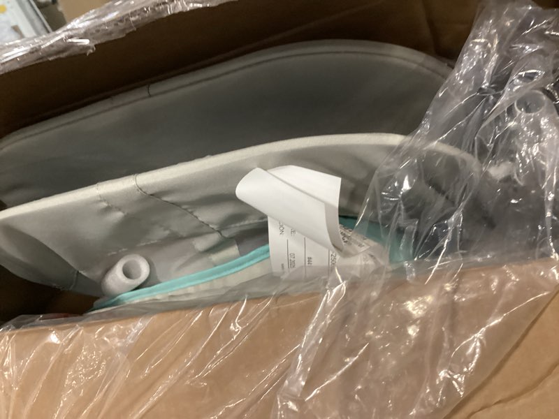 Condition photo showing Good Condition for Dream On Me Karley Bassinet, Award Winner Lightweight Travel Baby Bassinet, Foldable Bedside Sleeper, Adjustable Double Canopy, Spacious Design, Soft Fabric, Storage Basket – Blue and Grey