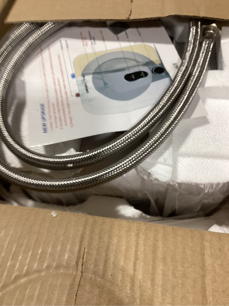 Condition photo showing New/Like New for 110v/115v/120v 1400-1500w small under sink tank 2.5 gallon water heater hot storage?mini instant electric rv tr trailer kitchen compact point-of-use,2 pcs 16” long 1/2”fip stainless steel hoses 9.5l 2.5 gallons rectangle 1 fi-101