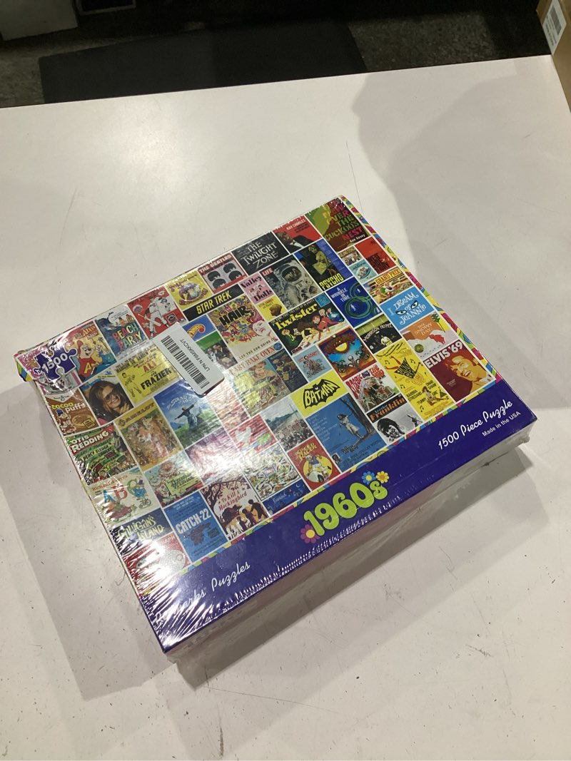 Condition photo showing New/Like New for re-marks 1960s pop culture puzzle, 1500 pieces for all ages