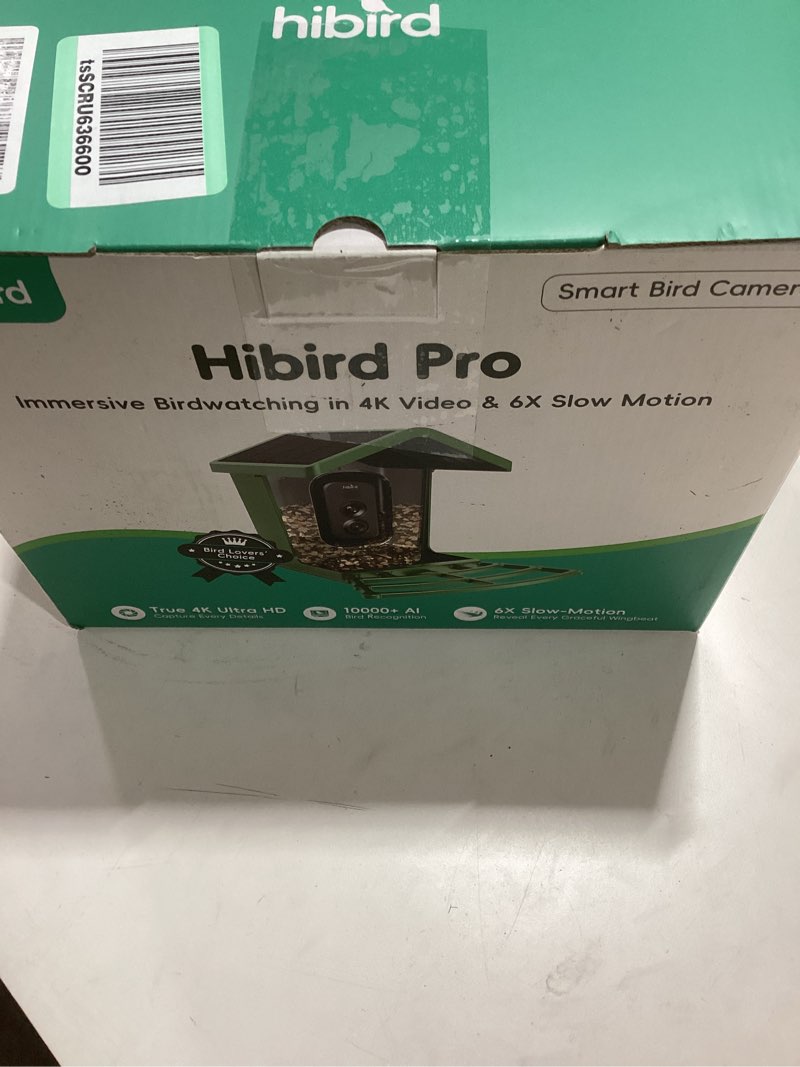 Condition photo showing New/Like New for Bird Feeder with Camera, 4K UHD Video & 5G WiFi Live Stream, 32MP with AI Bird ID for 10,000+ Species, 2 Solar Powered, Birdhouse Camera for Outdoor Backyard Birdwatching Gift