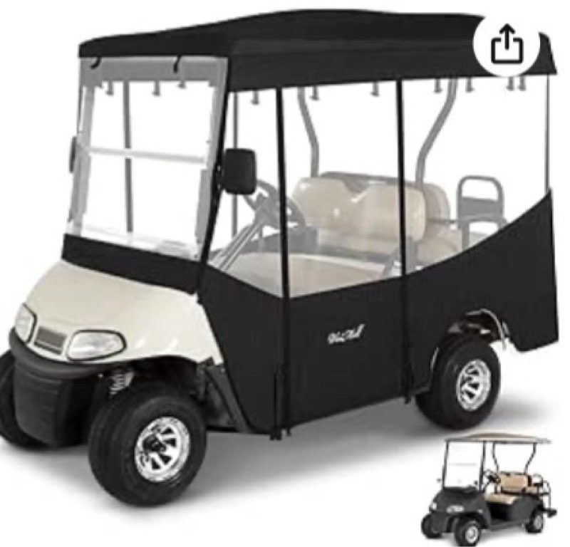 Golf Cart Enclosures 4 Passenger 80“ Extended Roof for Ezgo RXV,600D Clear Rain Cover Driving Enclos