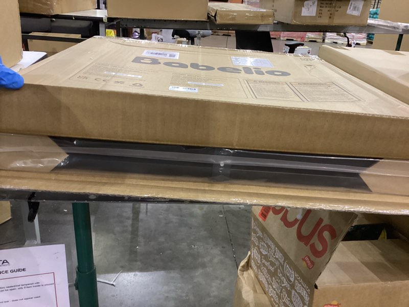 Condition photo showing New/Like New for Babelio 26-43" No Bottom Bar Baby Gate for Babies, Elders and Pets, Mesh Gate with Large Walk Thru Door, One-Handed Open, Auto-Closing, Hardware Mount Safety Gate for Stairs and Doorways, Black Black 26-43 Inch