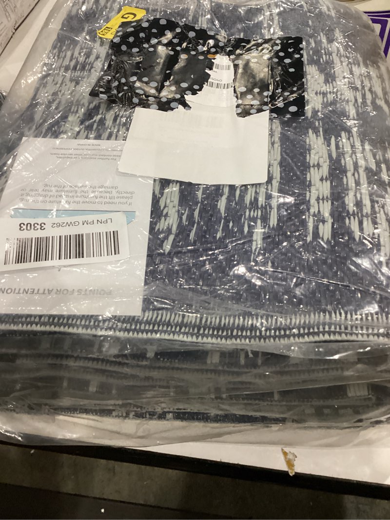 Condition photo showing Good Condition for montvoo outdoor rug waterproof 5x8 ft outdoor patio rug mat reversible plastic straw outside rug carpet outdoor rugs for rv camping picnic beach balcony porch deck navy blue 5' x 8' (rectangular)