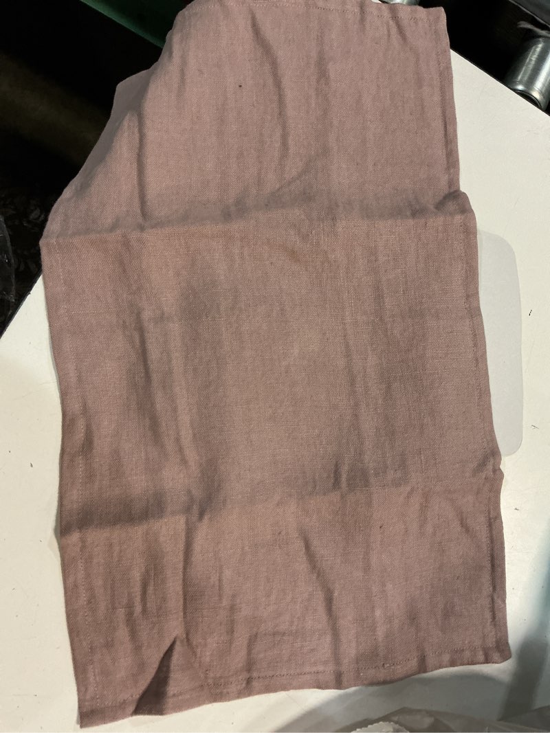 Condition photo showing As Is for quince european linen lumbar pillow cover in blush