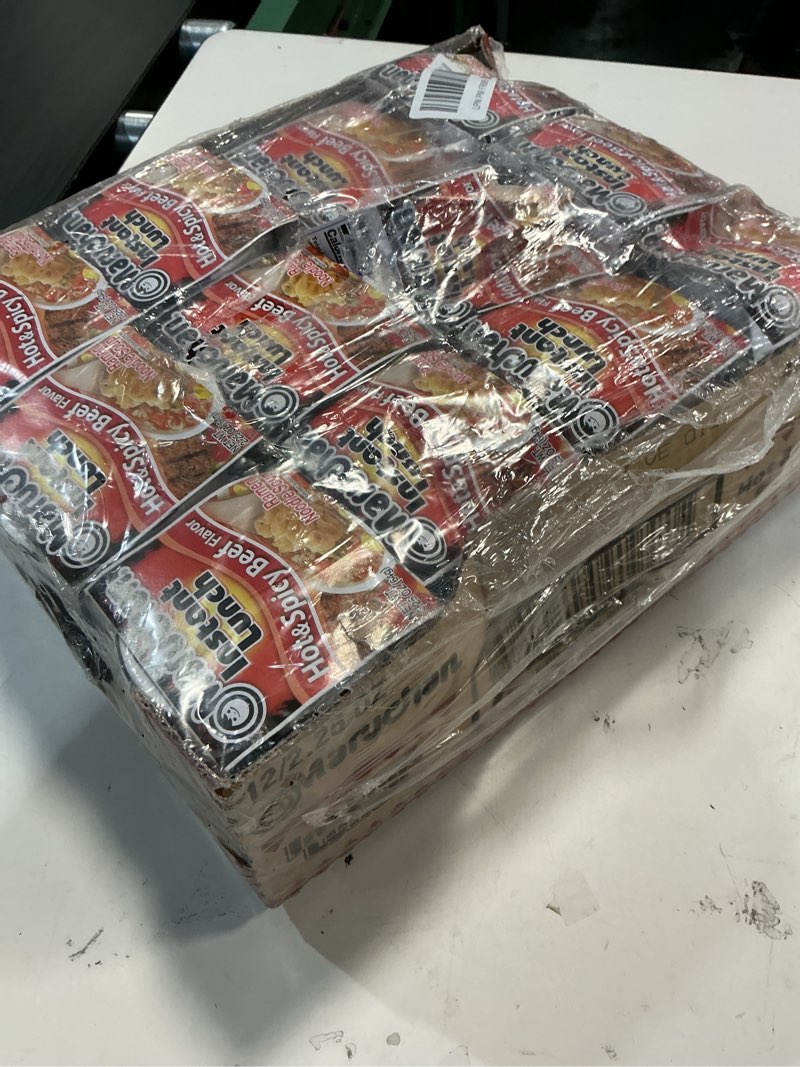 Condition photo showing New/Like New for (BB:01/13/2027)Maruchan Instant Lunch Ramen Noodles, Hot & Spicy Beef Flavor – Japanese-Style Instant Noodle Soup, Quick & Easy Meal – 2.25 Oz Cup, Pack of 12
