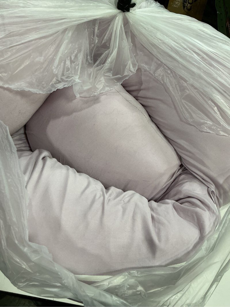Condition photo showing As Is for QUEEN ROSE Cooling Pregnancy Pillows, Maternity Pillow for Sleeping, 55in U Shaped Body Pillow for Pregnant Support, with Removable Silky Cover, Pink