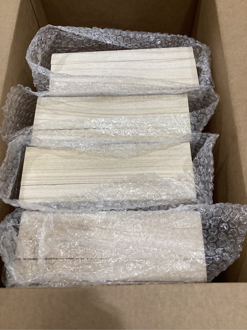 Condition photo showing New/Like New for yookeer 4 pcs unfinished wooden box with hinged lid and front clasp rectangle wood box wooden storage box keepsake box natural diy