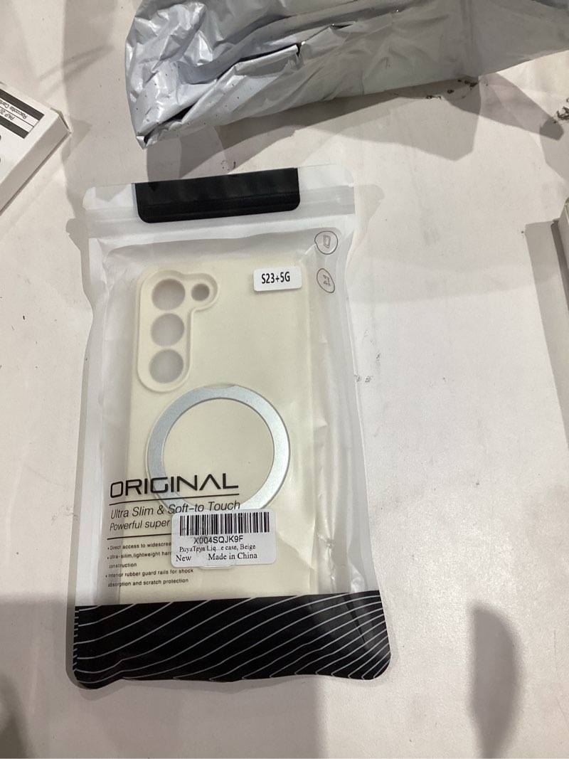 Condition photo showing New/Like New for Liquid Silicone Case for Samsung Galaxy S23 with Magnetic Stand, Mil-Grade Drop Shockproof, Full Camera Protection Anti-Scratch Microfiber Lining Silicone Phone case, Beige Samsung Galaxy S23 Beige