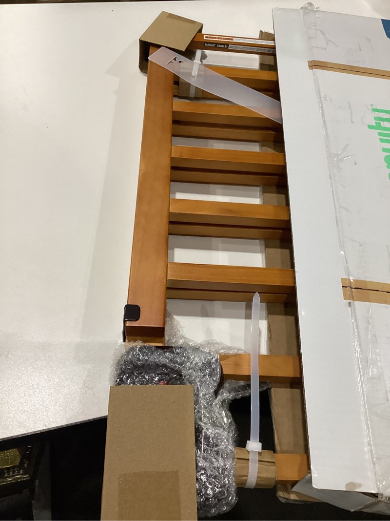 Condition photo showing Good Condition for ingenuity the stairway 48w series, 30'-48' wide, 32" tall, baby gate for stairs with door, wood safety gate for doorways and stairways - oak wood