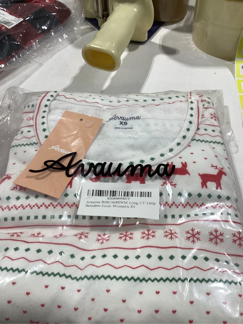 Condition photo showing New/Like New for AVAUMA Matching Family Christmas Pajamas – Cotton Holiday PJs for Baby, Toddler, Kids, and Adults (Men & Women) Men X-Small Snowflake Red