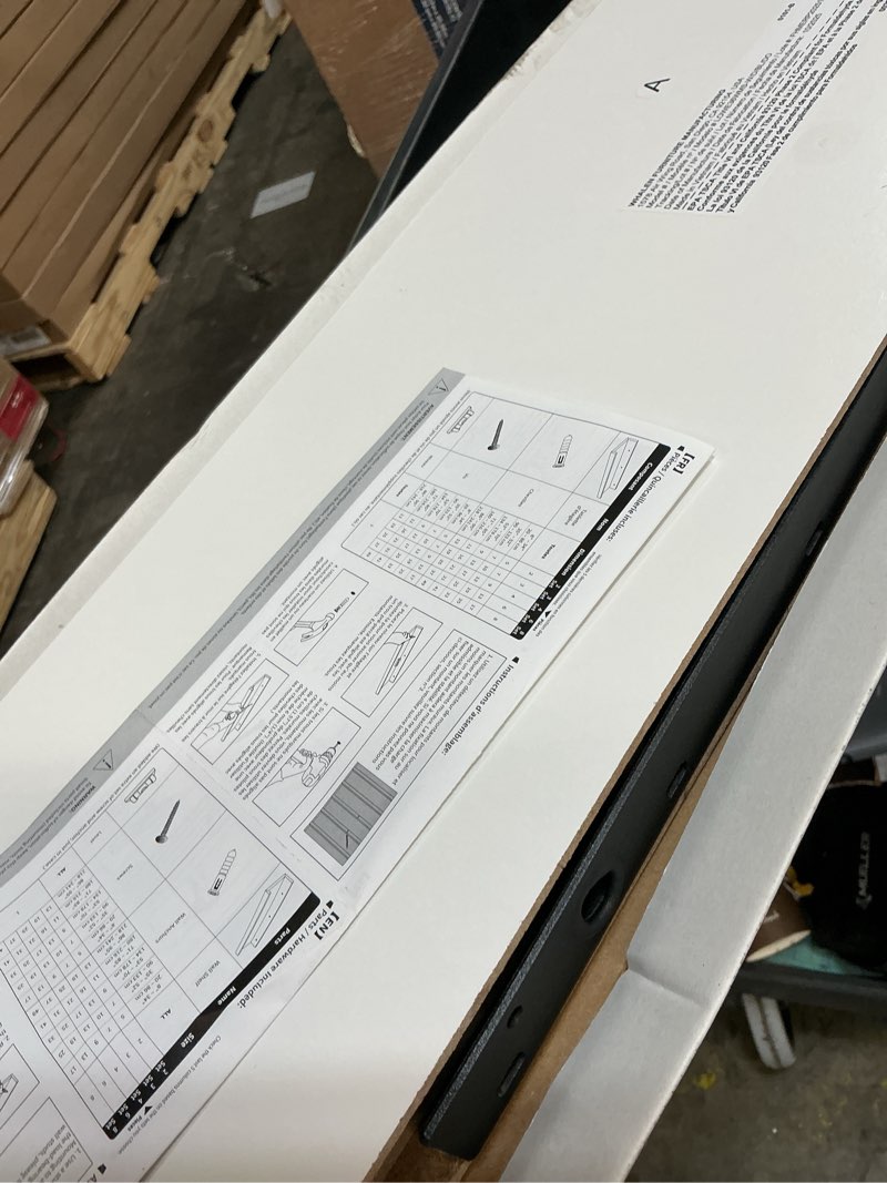 Condition photo showing As Is for allen + roth 8-in d x 36-in l white composite wood rectangular floating shelf
