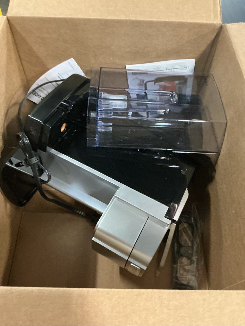 Condition photo showing As Is for cuisinart coffee maker, single serve 72-ounce reservoir pod coffee machine, programmable brewing & hot water dispenser, 3 cup-size settings, stainless steel, ss-10p1, silver