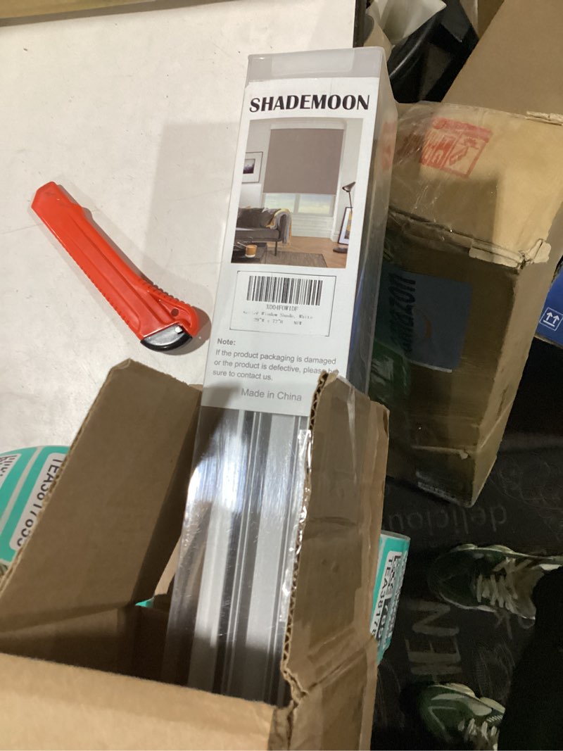 Condition photo showing New/Like New for SHADEMOON Cordless Blackout Window Roller Shades, Pull Down Spring System Indoor Blinds, Room Darkening Waterproof UV Blocking Thermal Insulated Fabric for Home Office (White, Width 29", Height 72") White 29"W x 72"H