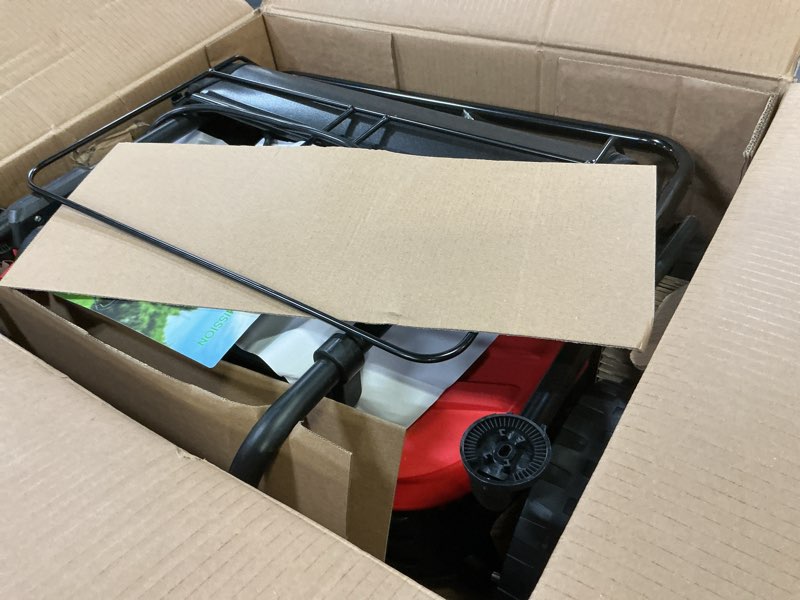 Condition photo showing Good Condition for tiectown 16-inch 15.5 amp 2-in-1 electric dethatcher and scarifier with 14.5-gallon collection bag, lawn dethatcher with 5-position depth adjustment, blade replacement without tool - red