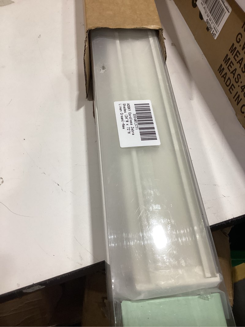 Condition photo showing Good Condition for aosky cordless zebra blinds for windows pull down roller window shades dual layer light filtering privacy for day and night, free-stop door shades for home easy to install linen cream 34" w x 72" h 34"w x 72"h linen cream