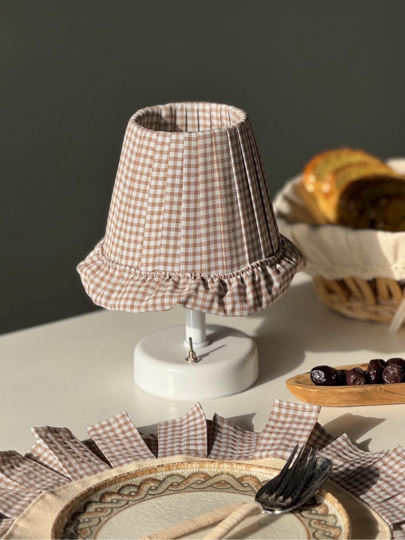 pleated lamp shades set of 2, 5\" top x 9\" bottom x 7\" slant chandelier shades block lampshades for vintage cottagecore table bedroom home decor creeper