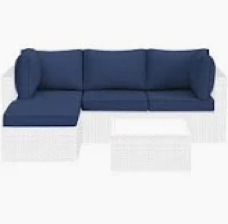 Outdoor Replacement Cushion Set Seat/Back Cushion (Set of 3 Seats , 3 Backs , 2 Short backs , 1 Footrest) Cushion Color: Navy