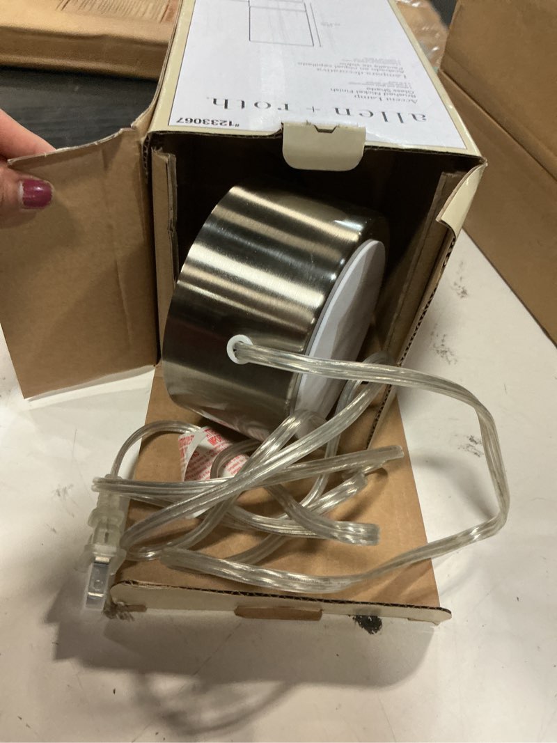 Condition photo showing Good Condition for allen + roth 10-in brushed nickel touch uplight table lamp with glass shade