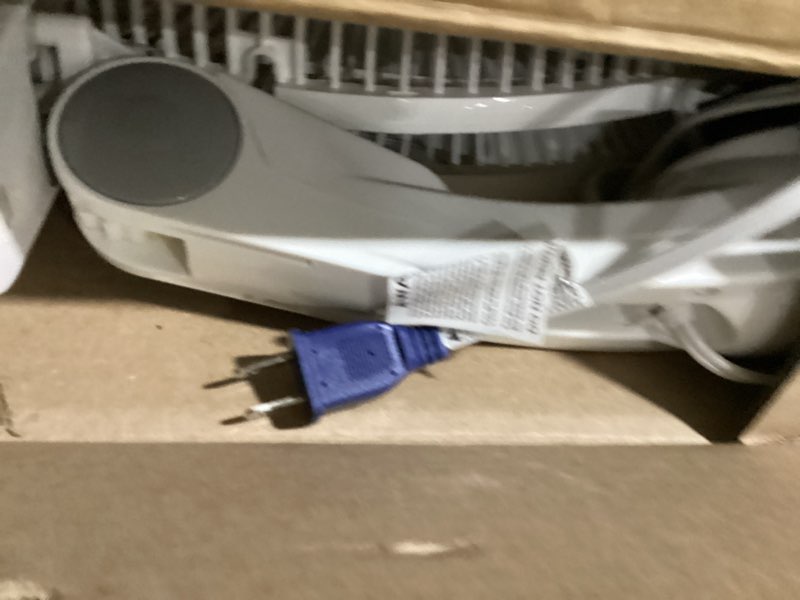 Condition photo showing As Is for Lasko Oscillating Adjustable Pedestal Stand Fan with Timer and Remote for Indoor, Bedroom, Living Room, Home Office & College Dorm Use, 16 Inch, White, 1646 White Fan