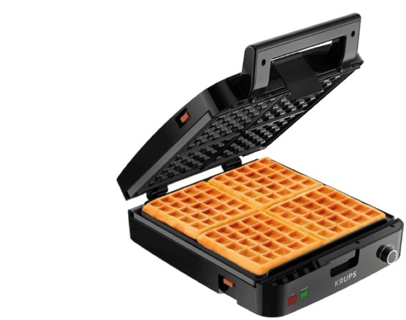 KRUPS 4-Slice Belgian Waffle Maker: Stainless Steel, 5 Browning Levels, Audible Ready Beep, Removabl