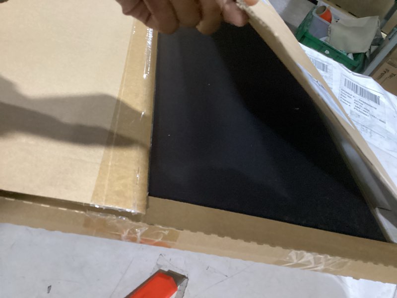 Condition photo showing New/Like New for Bulletin Board 30 x 20 inches, Black Pin Board, Golden Aluminum Framed Fabric Cork Board with 10 Push Pins Black Fabric & Golden Frame 30 x 20 inches