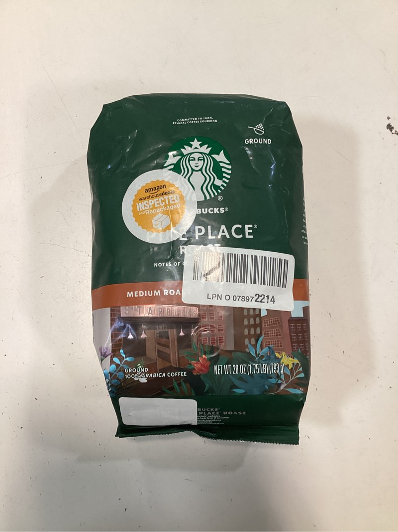 Condition photo showing New/Like New for Starbucks Ground Coffee, Medium Roast Hot or Iced Coffee, Pike Place Roast, 28 oz Pike Place Roast 28 Ounce (Pack of 1)