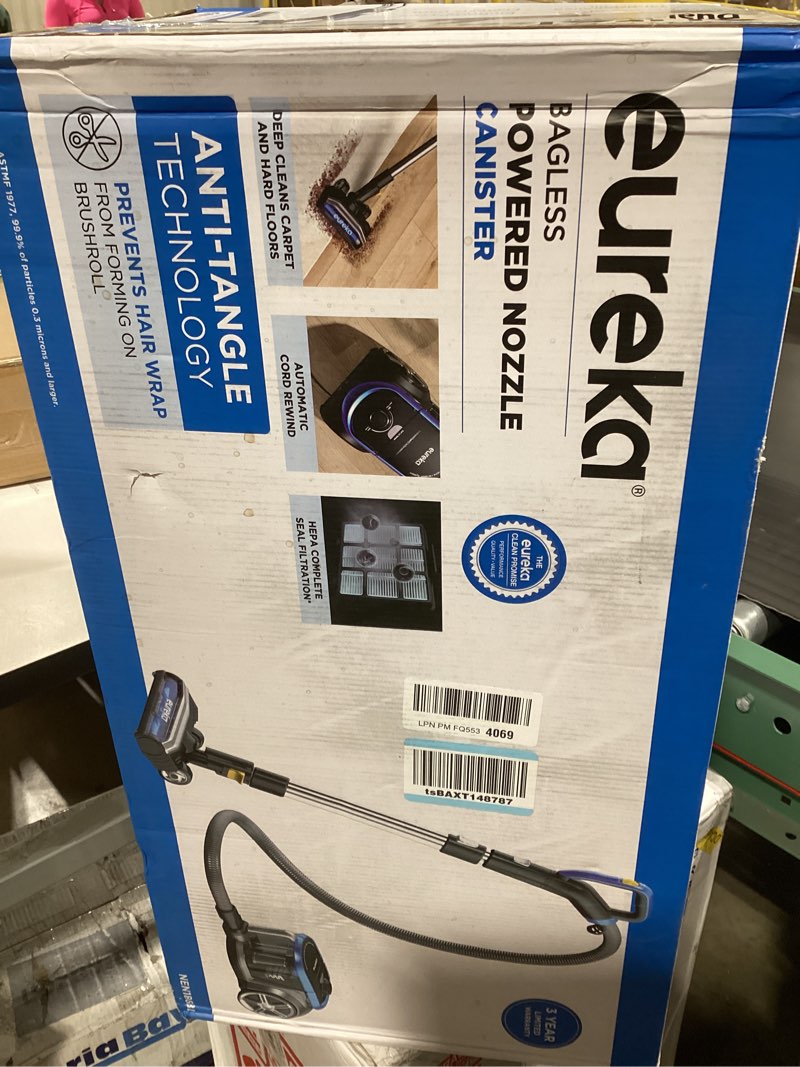 Condition photo showing Good Condition for Eureka Bagless Canister Vacuum with Washable HEPA Filter, 16KPA Suction for Carpets/Hard Floors, Compact Design with 3 Cleaning Tools, 2-Motor Household Vacuum, Lightweight and Easy Maneuverable Indigo Blue