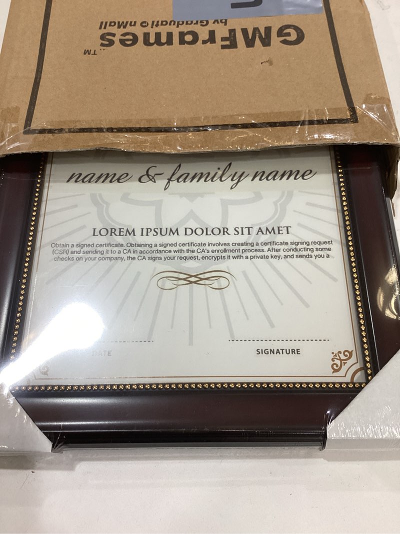Condition photo showing Good Condition for GraduationMall A4 Certificate Document Frame, UV Protection Acrylic, Mahogany with Gold Beads Mahogany With Gold Beading A4