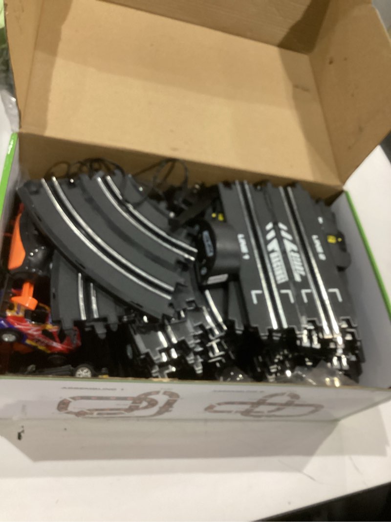 Condition photo showing As Is for 2 in 1 Slot Car Race Track Sets with 4 Slot Cars, 1:43 Electric Car Track for Boys, Dual Racing Game Lap Counter Circular Slope Track Sets, Birthday Gifts Toys for Boys Kids Ages 6 7 8 9 10 11 12 2 IN 1 - 21.6FT