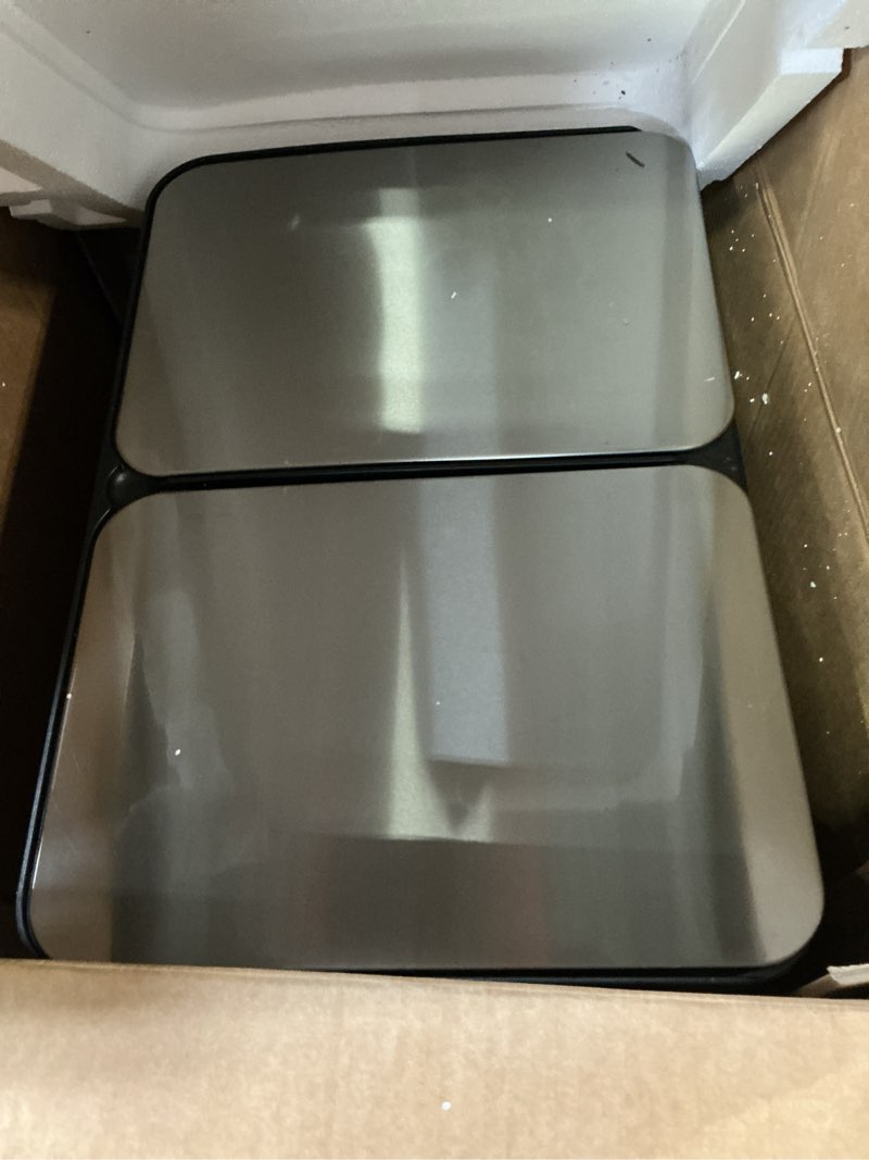 Condition photo showing As Is for 2X30L Thin Lid Recycling Pedal Bin  Brushed Stainless Steel