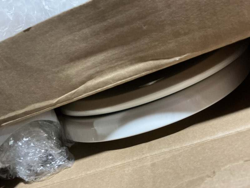Condition photo showing As Is for KOHLER 4636-RL-0 Cachet ReadyLatch Elongated Toilet Seat Slow Close, Soft Close Toilet Seat Quiet Lid, Contoured Grip-Tight Bumpers Installation Hardware, Apartment Essentials, White White Elongated Ready Latch