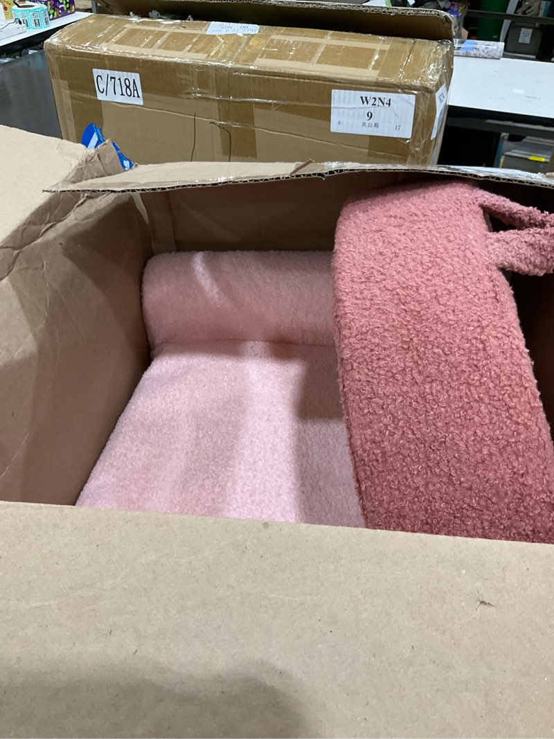 Condition photo showing As Is for Blissful Diary Foldable Toddler Couch, 2-in-1 Comfy Toddler Chair & Lounger for Reading, Playroom, Kids Couch Sofa for Girls Boys Birthday Gift, Blush Rainbow