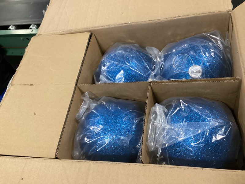 Condition photo showing Good Condition for Poen 12 Pcs 6 Inch Large Christmas Ball Ornaments Glitter Extra Large Christmas Ornaments Giant Xmas Balls Tree Decorations with Hanging Loop for Xmas Holiday Party Decor (Dark Blue) Dark Blue 12