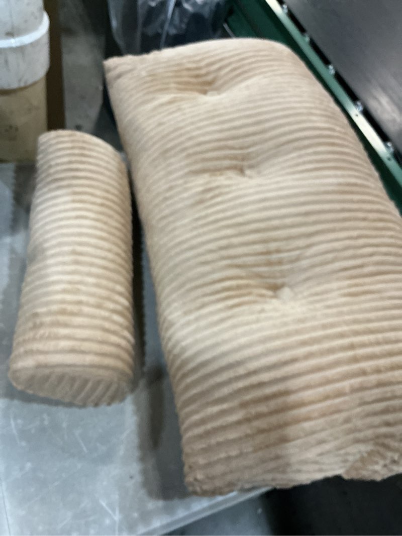 Condition photo showing Good Condition for z-hom large wedge pillow headboard, twin triangular headboard pillow, reading pillow bed with a roll pillow for bed sitting up sleeping, backrest cushion headboard gap pillow for back,beige beige twin