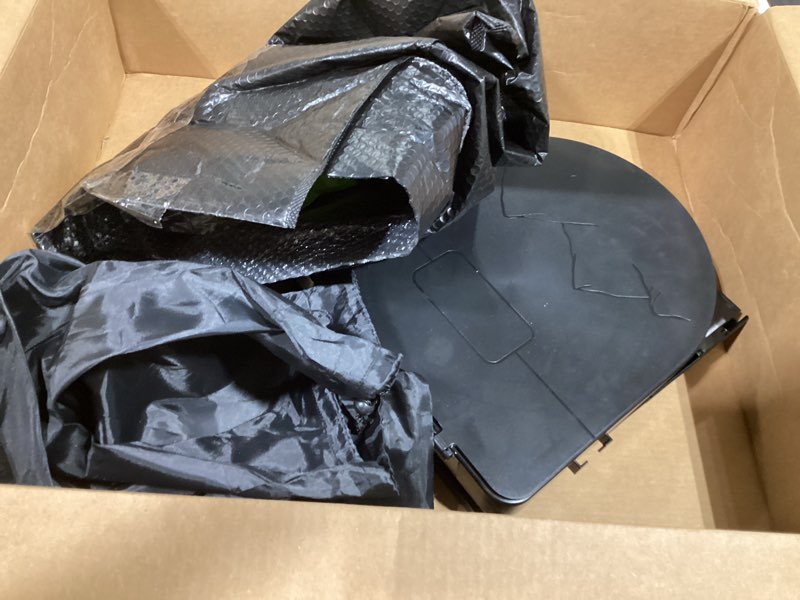 Condition photo showing As Is for camping toilet with pop-up privacy tent and liquid waste gel, portable toilet for camping with large tent, ergonomic potty provides enhanced comfort, suitable for all ages black toilet and green tent