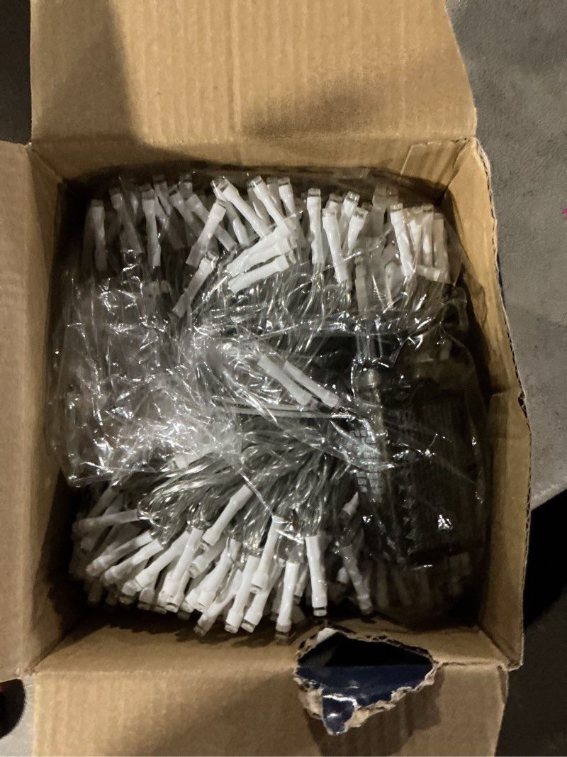 Condition photo showing Good Condition for 328 FT Christmas Light1000 LED Xmas Lights OutdoorChristams String Lights Waterproof 8 Modes & Timer, Fairy Lights Plug in for Weeding, Patio, Party, Holiday,Christmas Decor (Cool White) Transparent line?328FT 1000LED Cool White