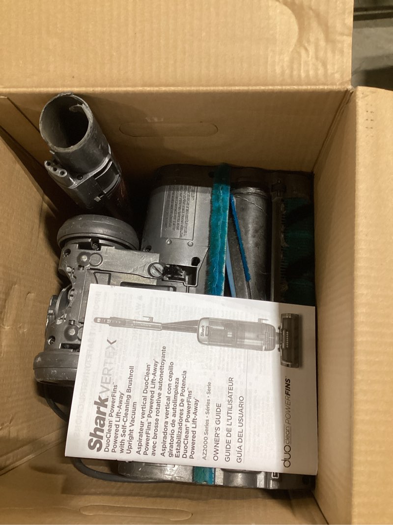 Shark AZ2002 Vertex Powered Lift-Away Upright Vacuum with DuoClean PowerFins, Self-Cleaning Brushroll. Not tested