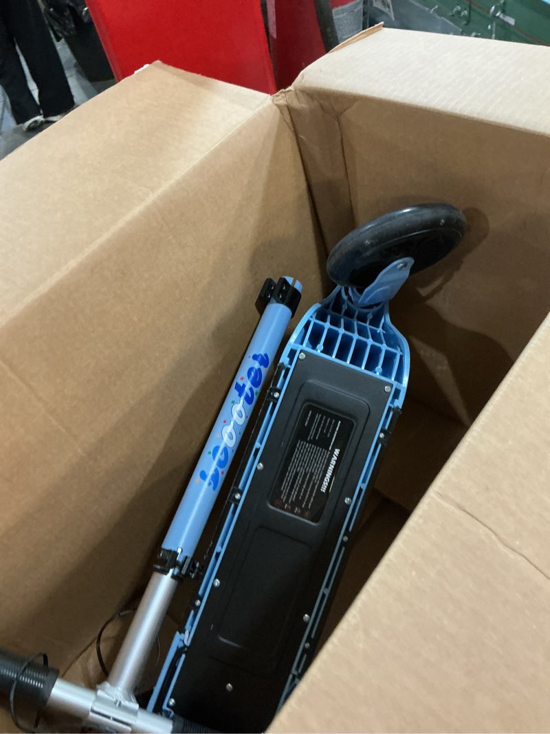 Condition photo showing As Is for tonbux scooters for kids 5-12, 2 wheel scooters with cool light up stem, wheels, and deck, 3 level adjustable height kick scooter, foldable and lightweight scooter for kids 8-12 blue