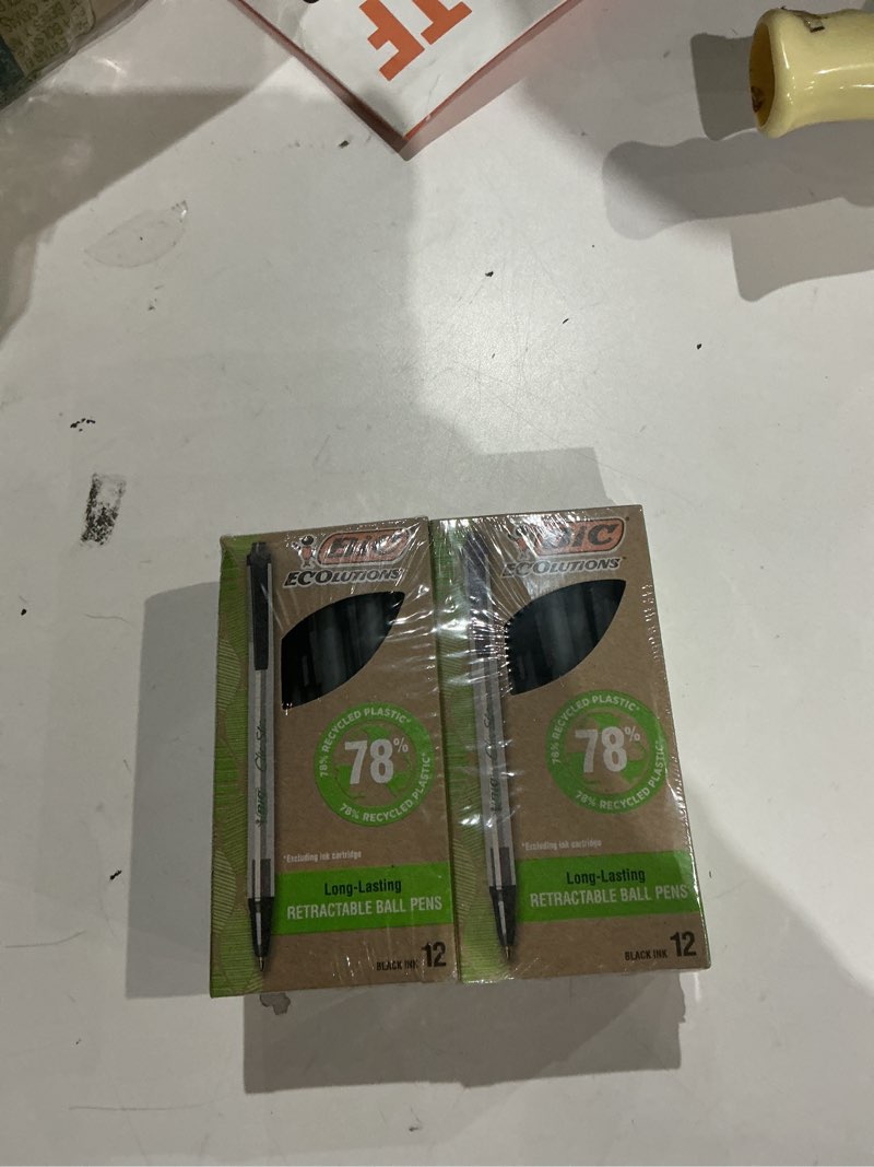 Condition photo showing Good Condition for BIC Ecolutions Clic Stic Black Ballpoint Pens, Medium Point (1.0mm), 48-Count Pack, Retractable Ball Point Pens Made from 78% Recycled Plastic 12 Count (Pack of 4)