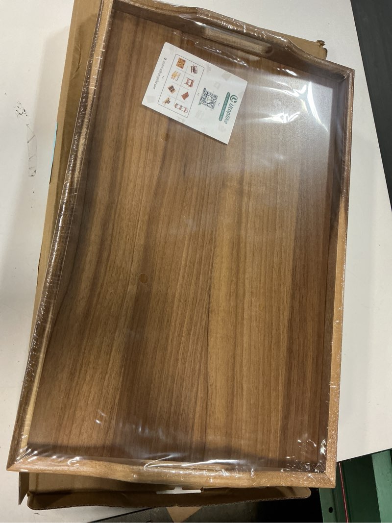 Condition photo showing New/Like New for Utoplike Acacia Bed Tray Table for Eating, Large Breakfast Tray with Folding Legs, Wood Serving Trays for Laptop Working